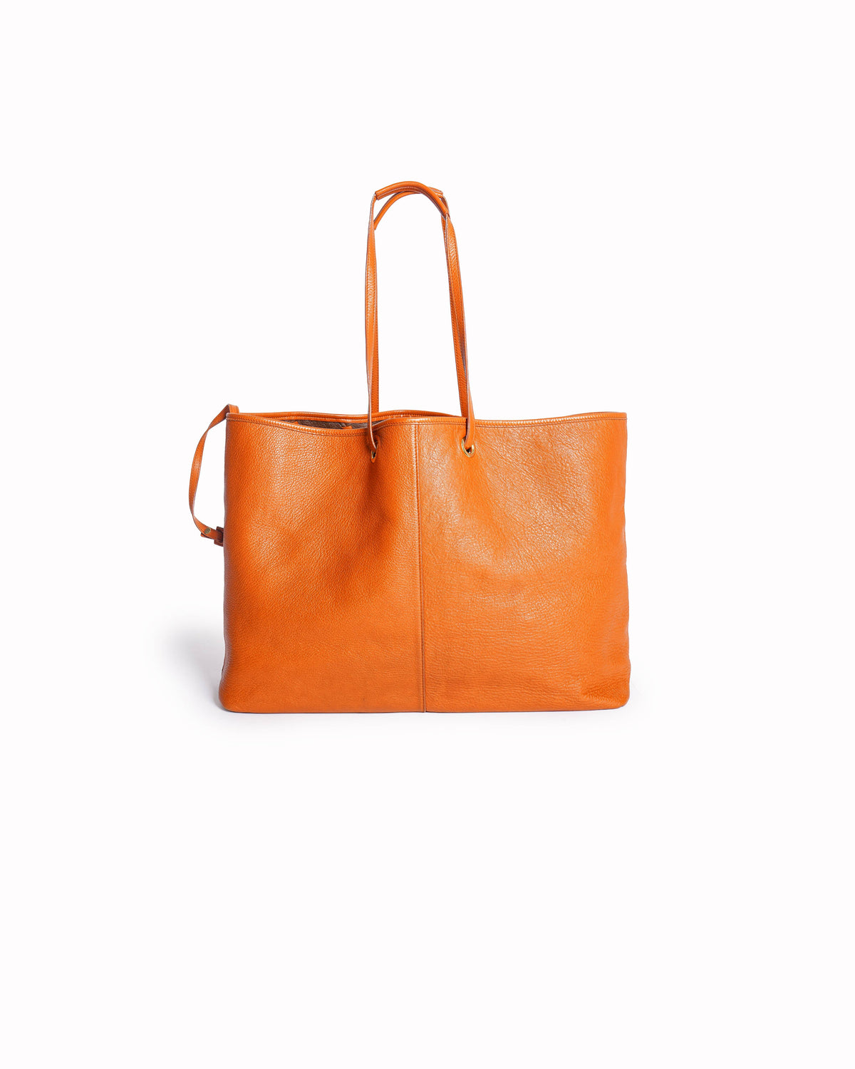 Yves Saint Laurent Orange/Brown Calfskin Leather Reversible Neo Double Tote Bag