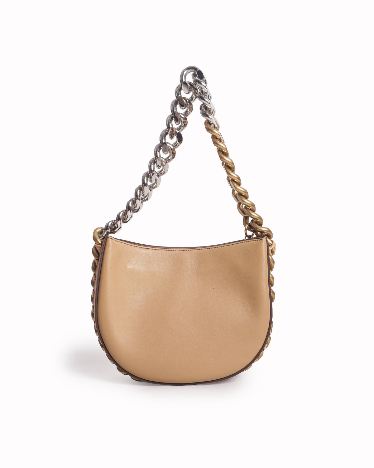Stella McCartney Tan Frayme Mixed-Metal Chain Shoulder Bag