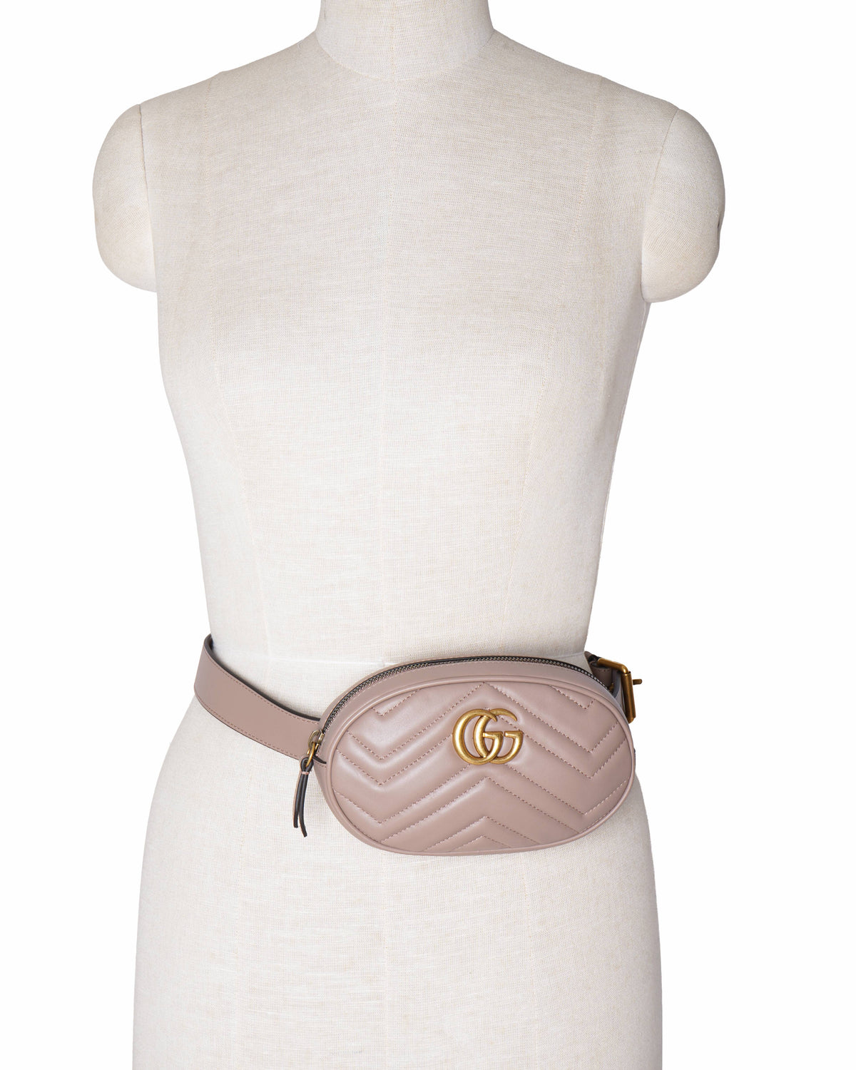 New Gucci Matelassé Leather GG Marmont Waist Belt Bag