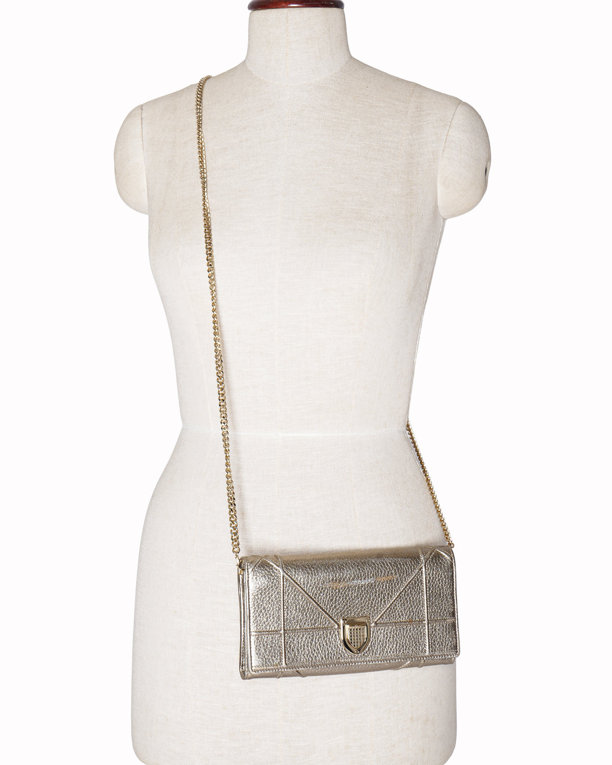 Christian Dior Gold Diorama Continental Flap Wallet