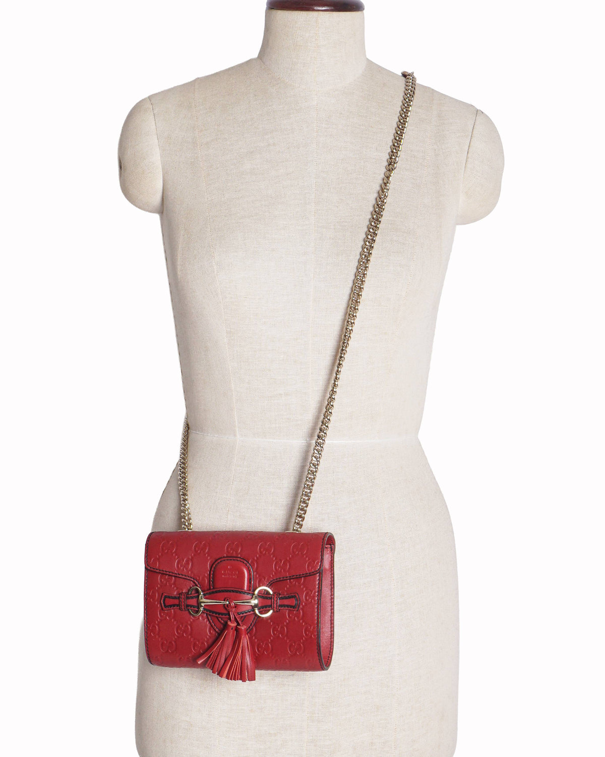 Gucci Red Guccissima Leather Emily Horsebit Crossbody Bag