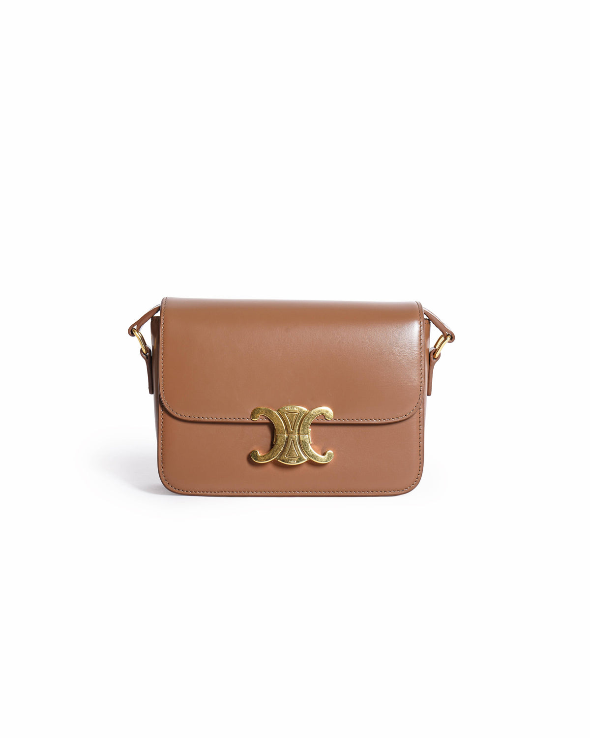 Celine Tan Small Triomphe Crossbody Bag In Natural Calfskin