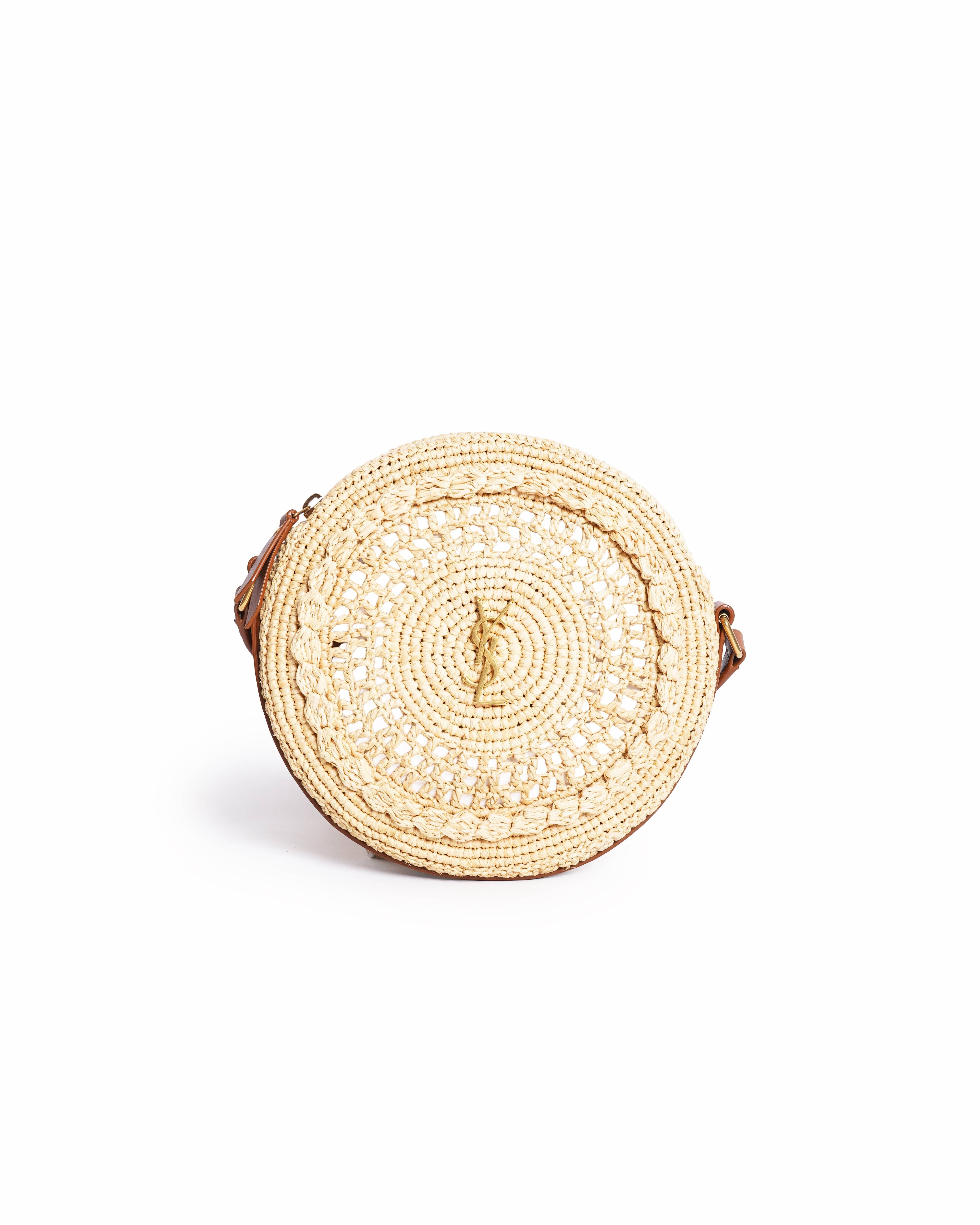 Saint Laurent Hobo Round Basket Weave Crossbody Bag