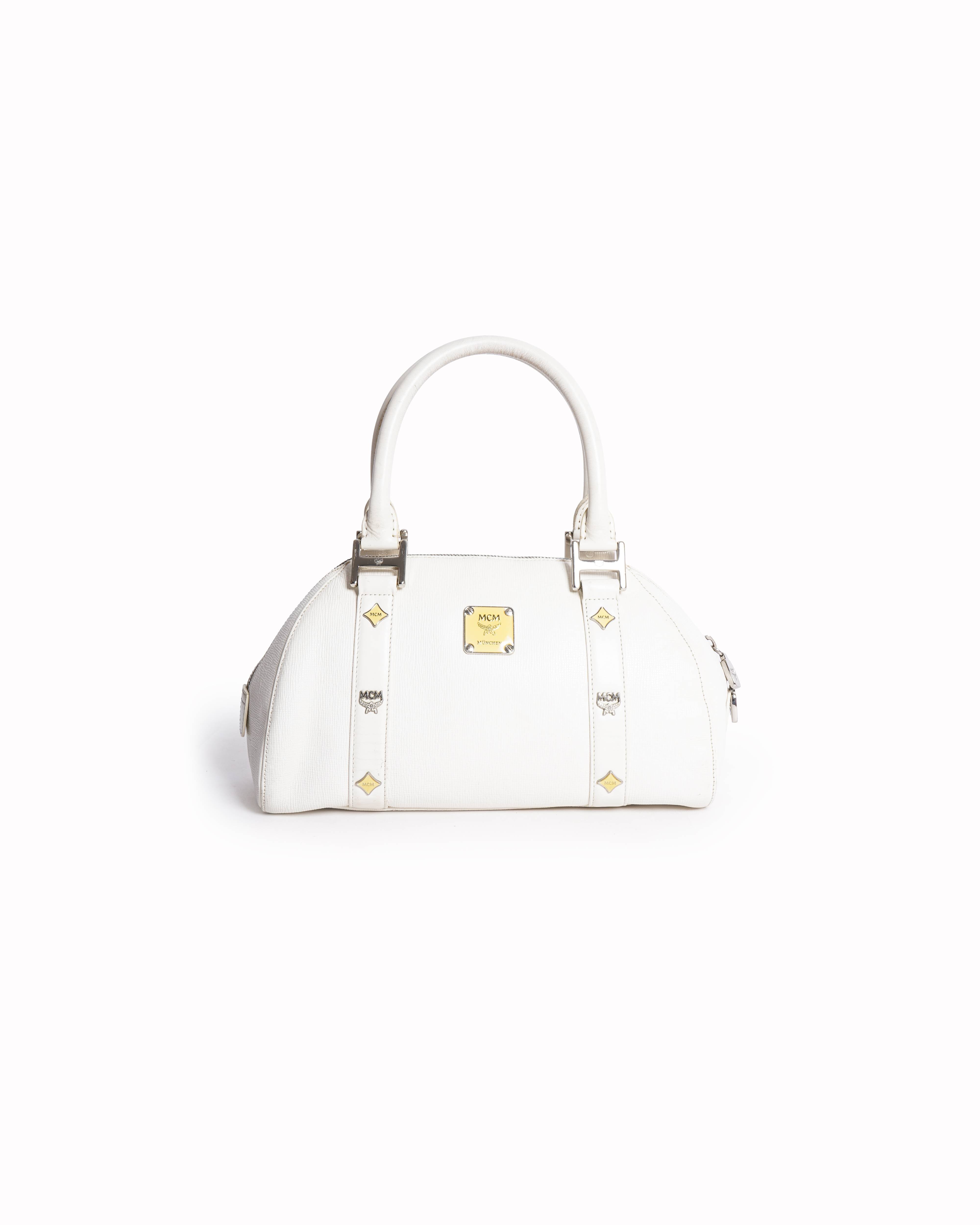 MCM White Boston leather handbag