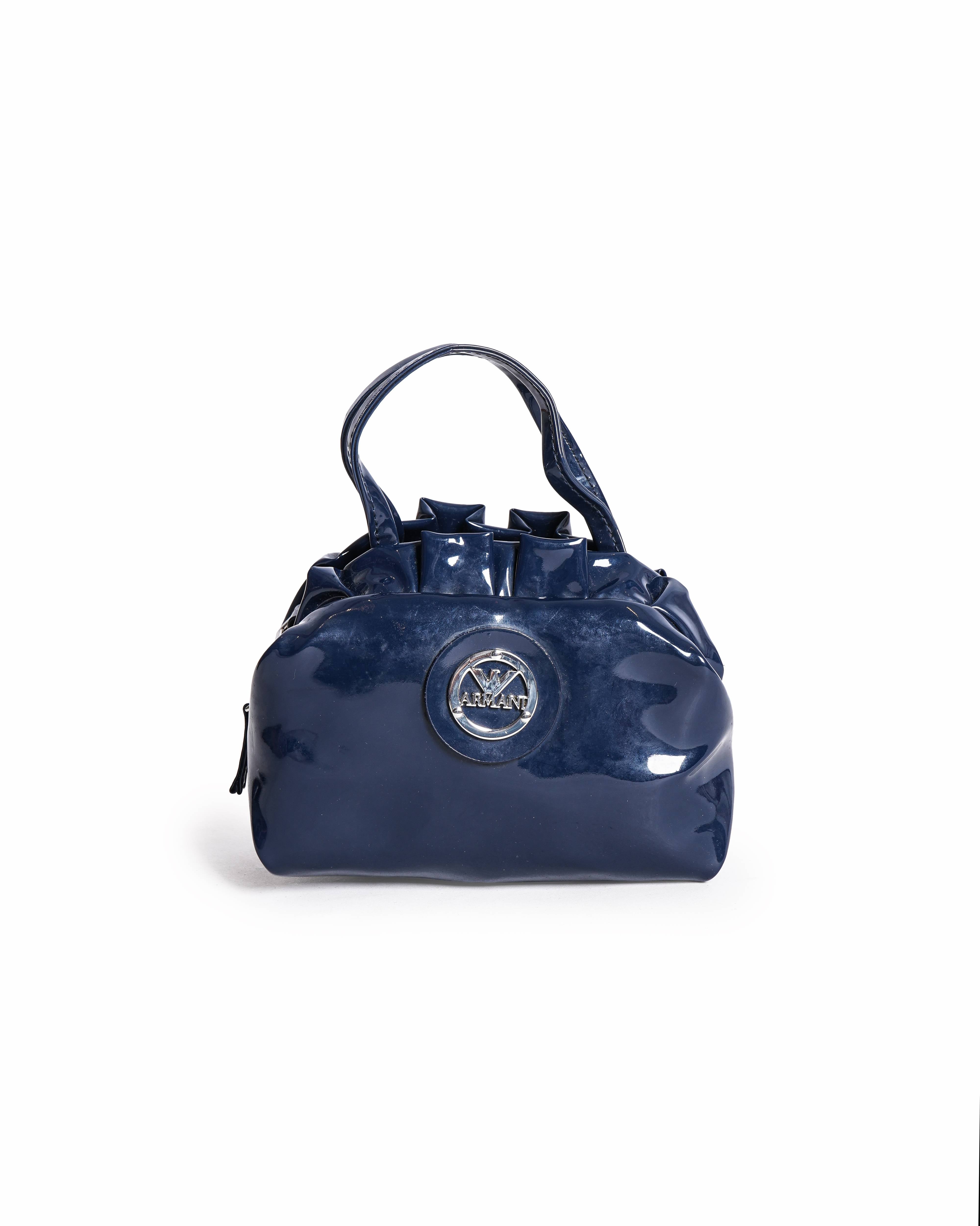 Armani Junior Navy Blue Patent Leather Mini Crossbody Bag