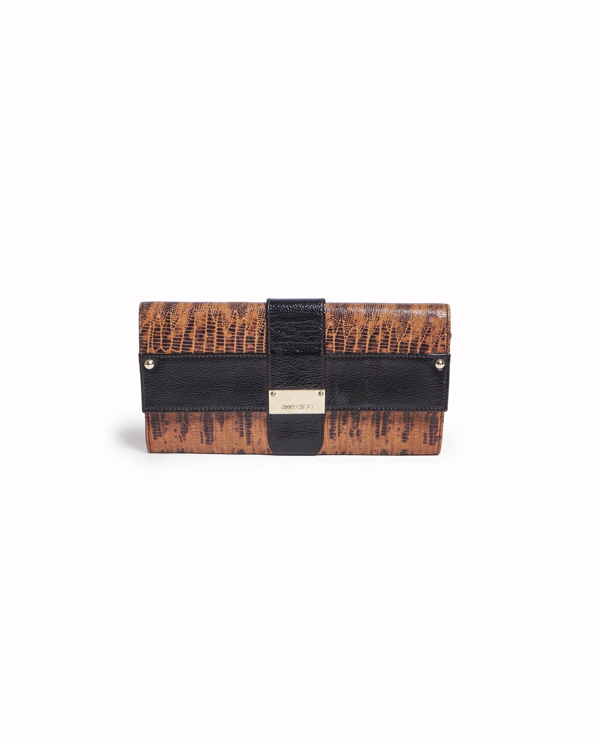 Jimmy Choo Two-Tone Embossed Leather Clutch