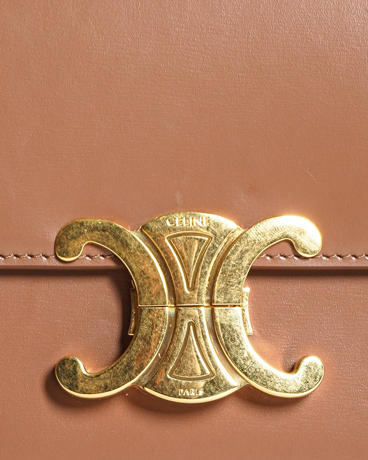 Celine Tan Small Triomphe Crossbody Bag In Natural Calfskin