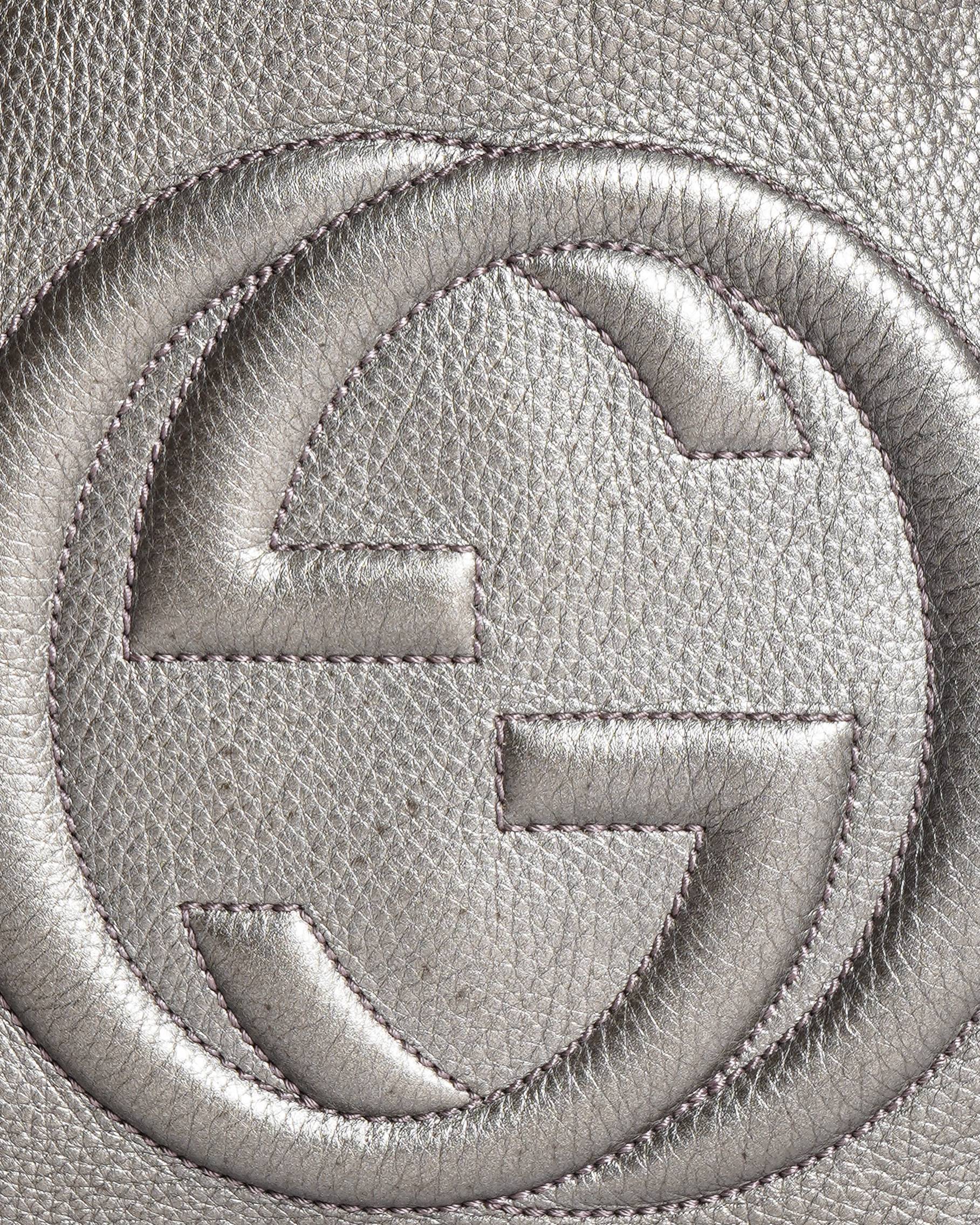 Gucci Soho Metallic Pebbled Leather Interlocking G HandBag