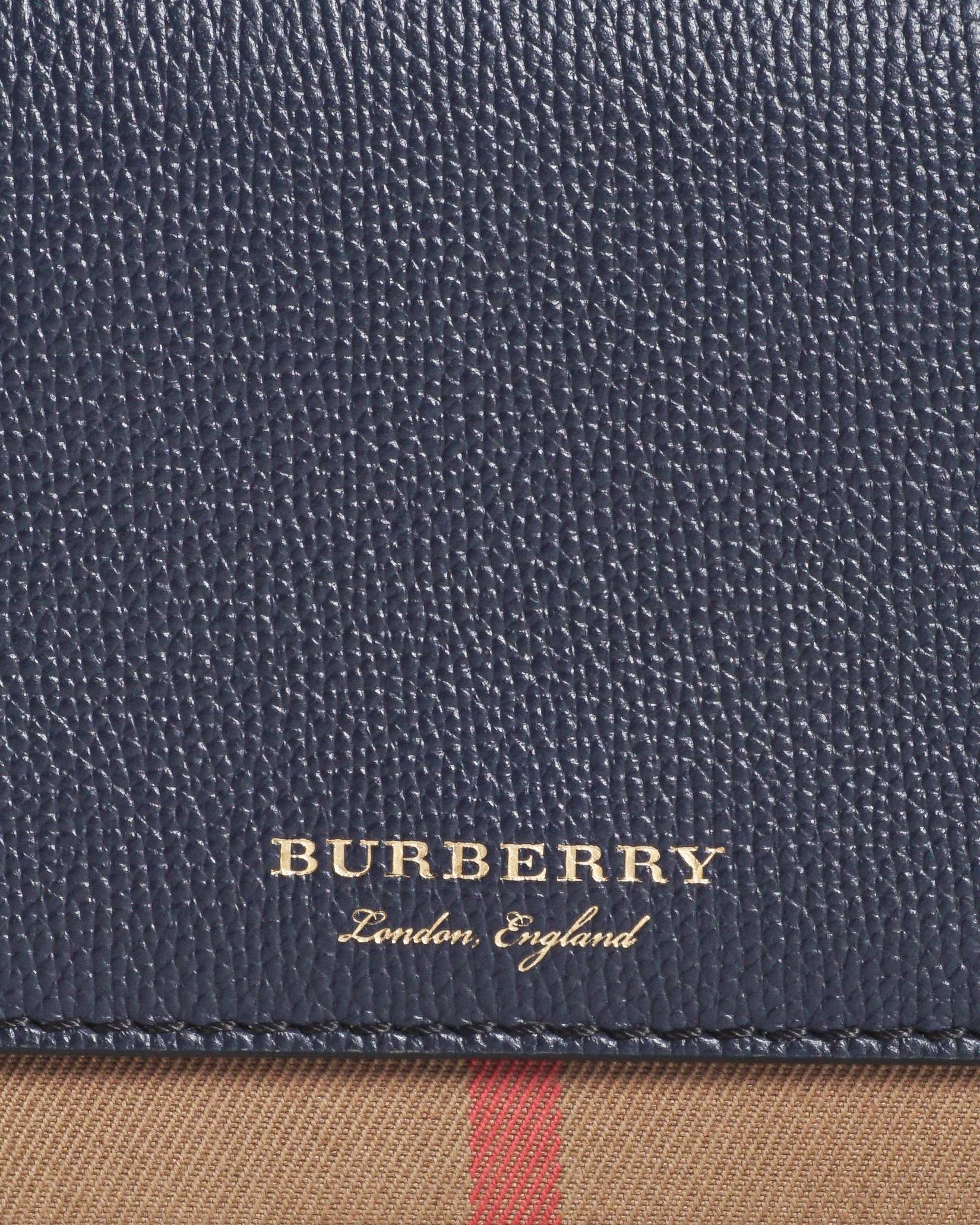 Burberry Hampshire Black Leather & House Check Wallet on Chain Crossbody Bag