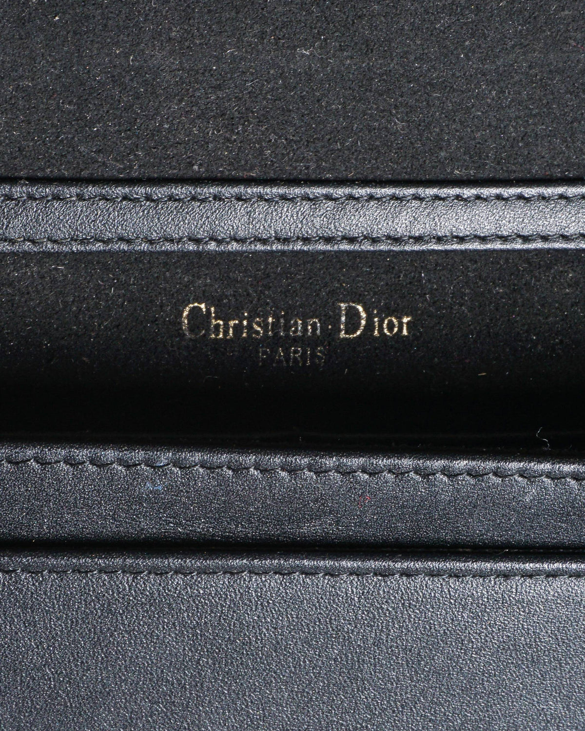 Christian Dior Black Studded Leather Diorama Wallet On Chain