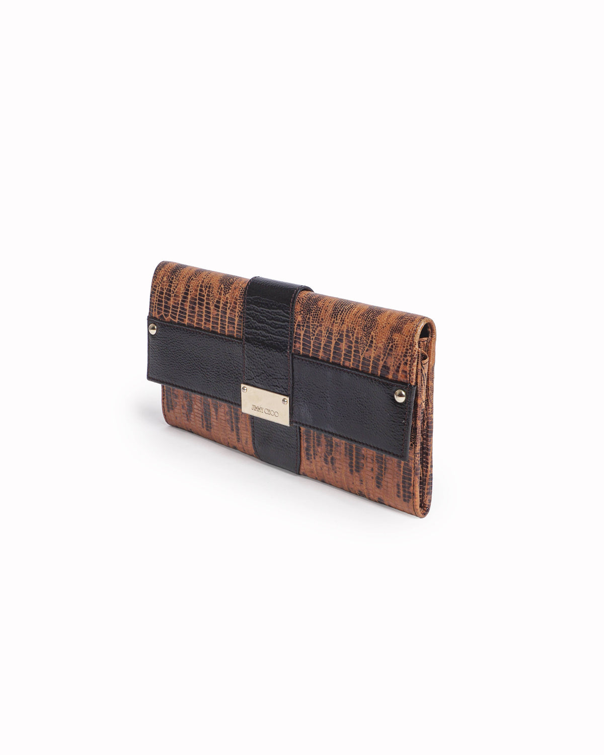 Jimmy Choo Two-Tone Embossed Leather Clutch