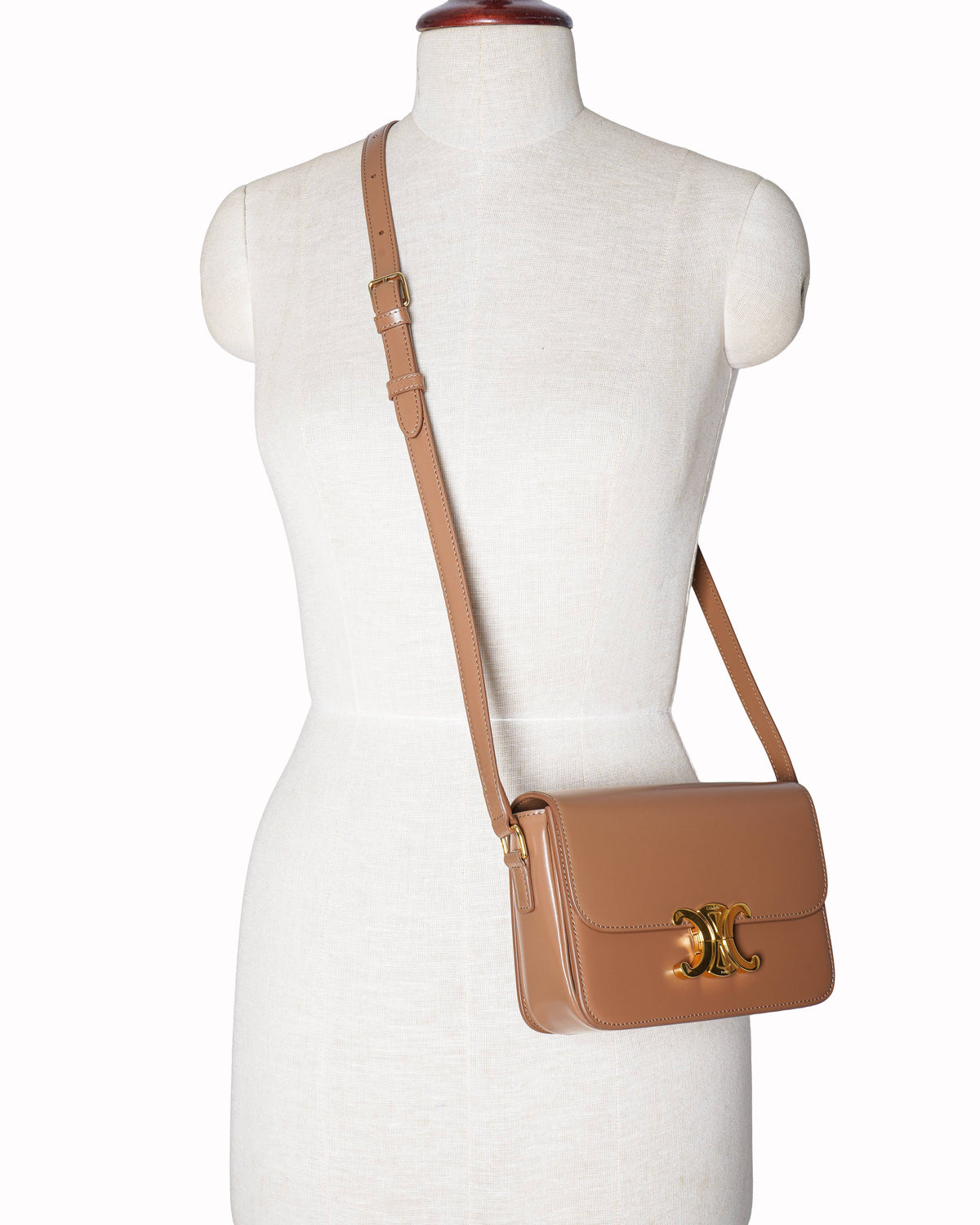 Celine Tan Small Triomphe Crossbody Bag In Natural Calfskin