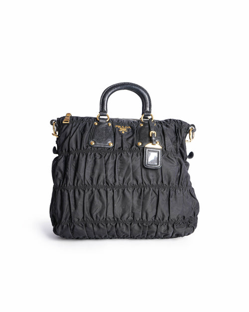 Prada Black Nylon Tessuto Gaufre Tote