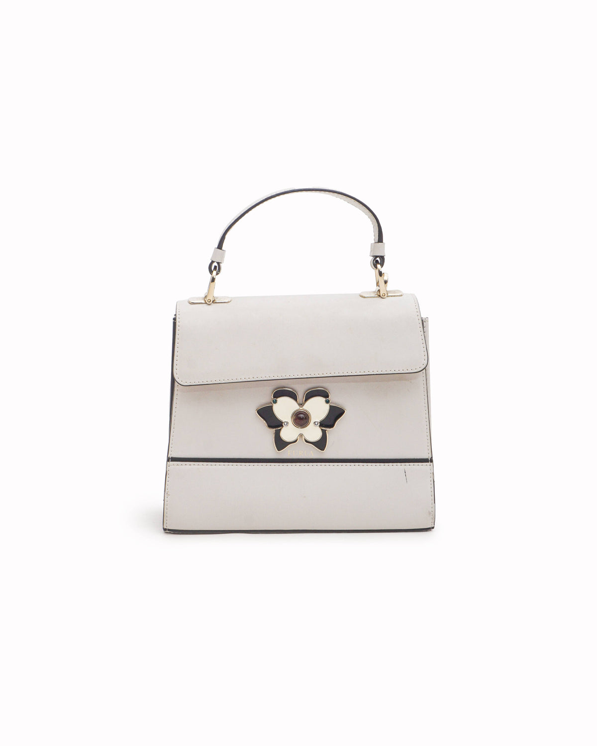 Furla Off-White Leather Mughetto Small Shoulder Bag