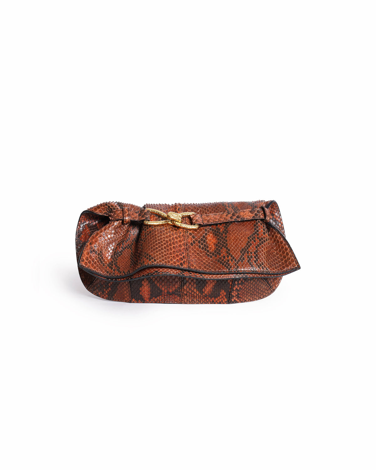 Roberto Cavalli Snakeskin Embossed Leather Clutch Bag