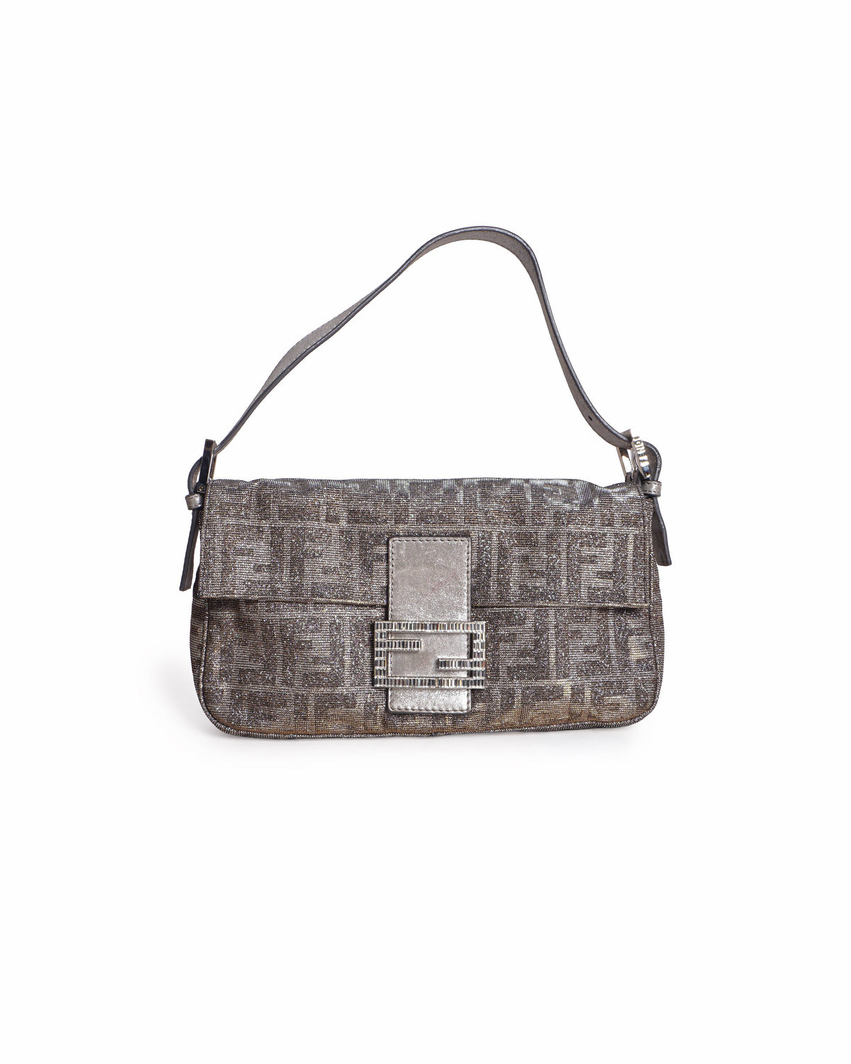 Fendi Metallic Shimmer Zucca Crystal FF Baguette Bag