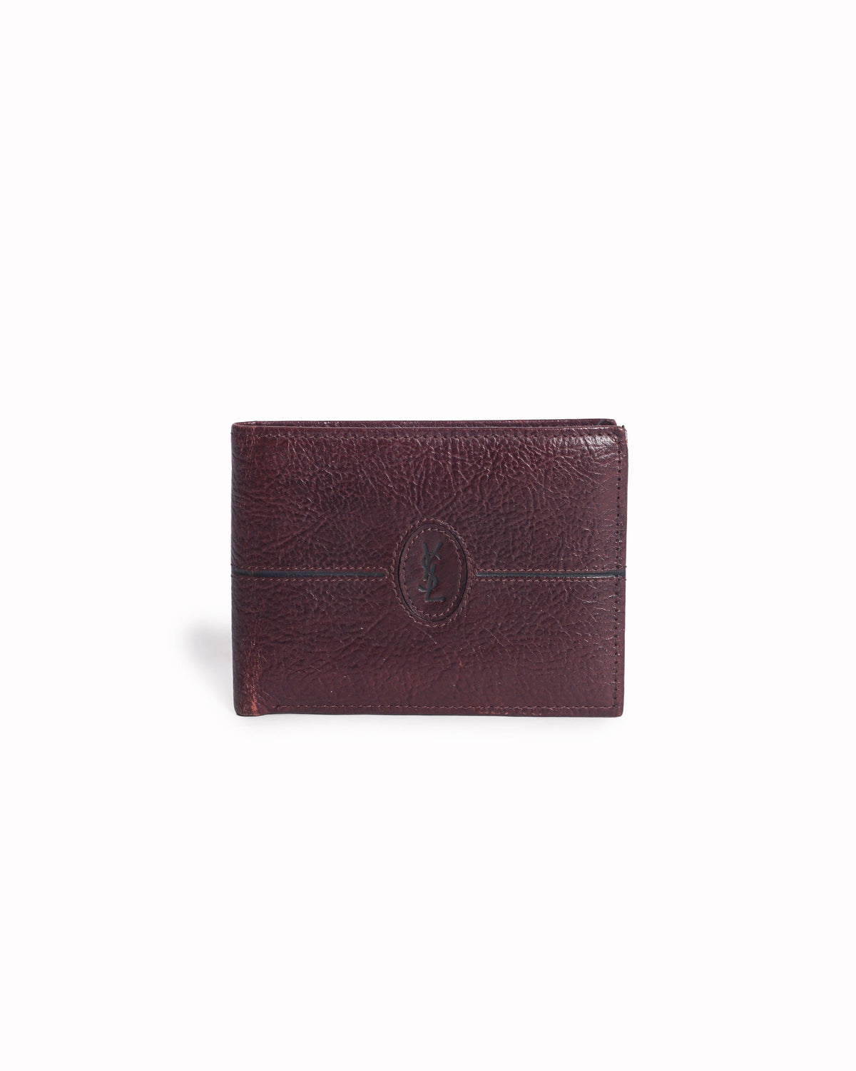 Vintage Yves Saint Laurent Men's Maroon Leather Wallet