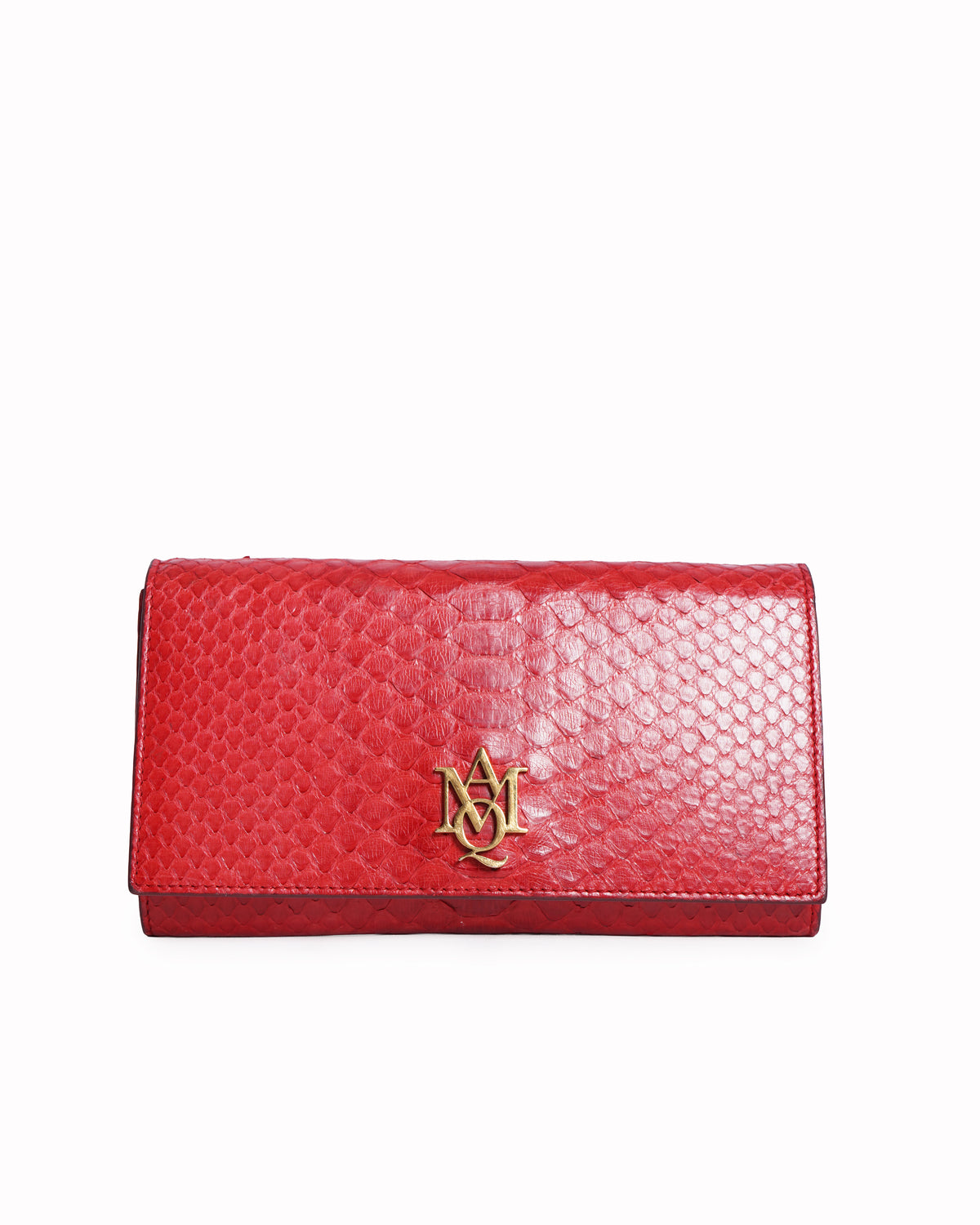Alexander McQueen red snakeskin logo crossbody bag