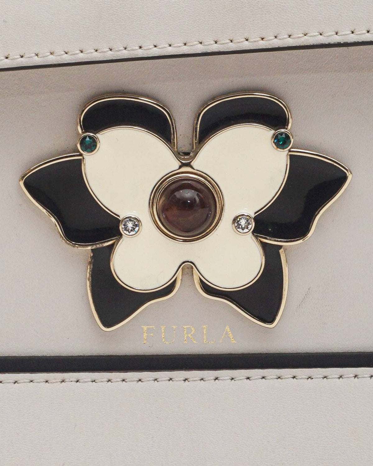 Furla Off-White Leather Mughetto Small Shoulder Bag