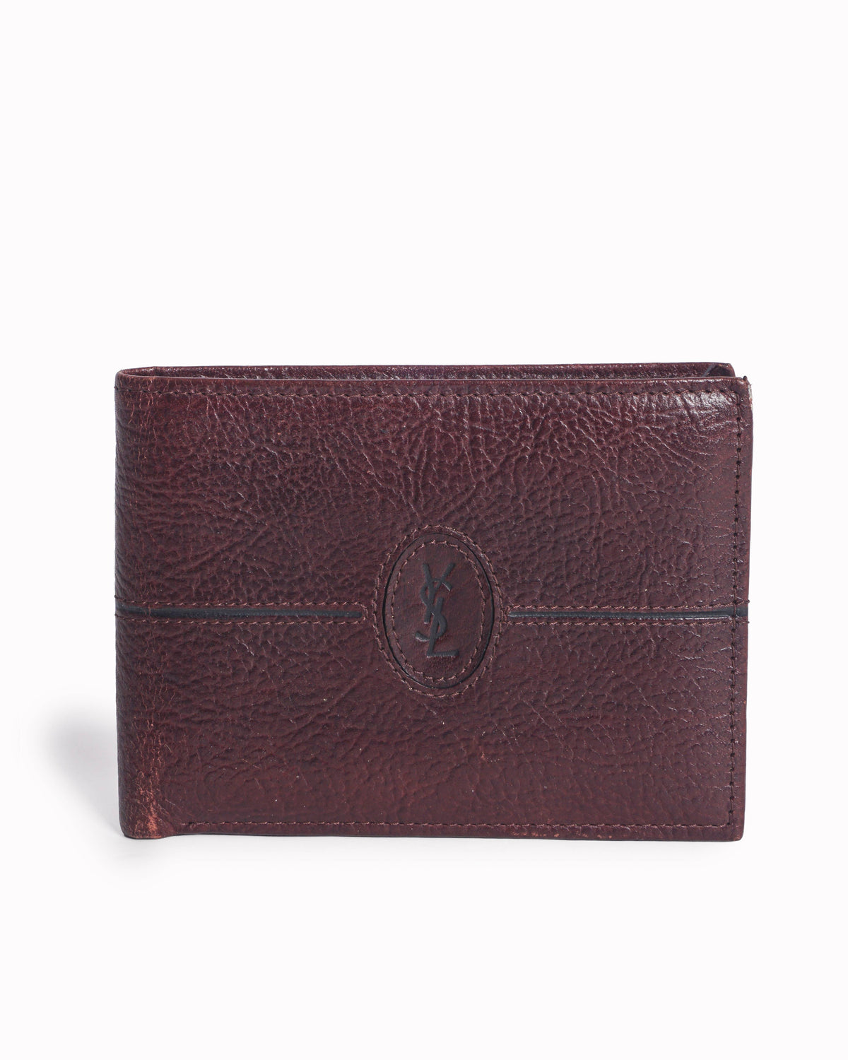 Vintage Yves Saint Laurent Men's Maroon Leather Wallet