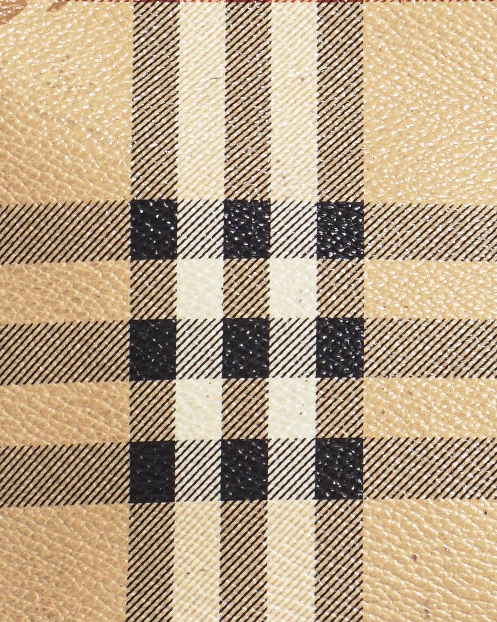 Burberry Nova Check Small Tote Bag with Red Handles