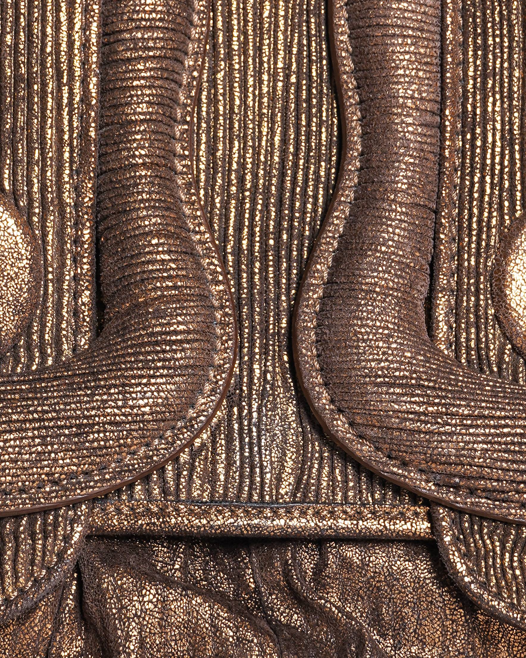Fendi Pleated Metallic Leather B Bag