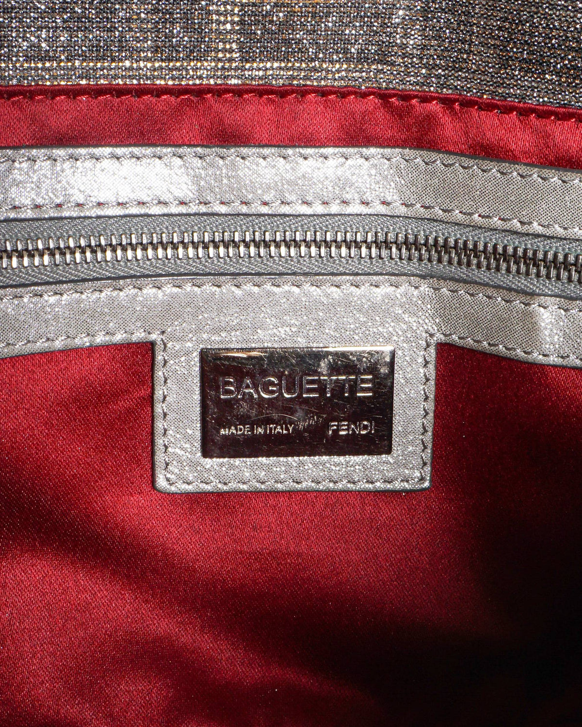 Fendi Metallic Shimmer Zucca Crystal FF Baguette Bag
