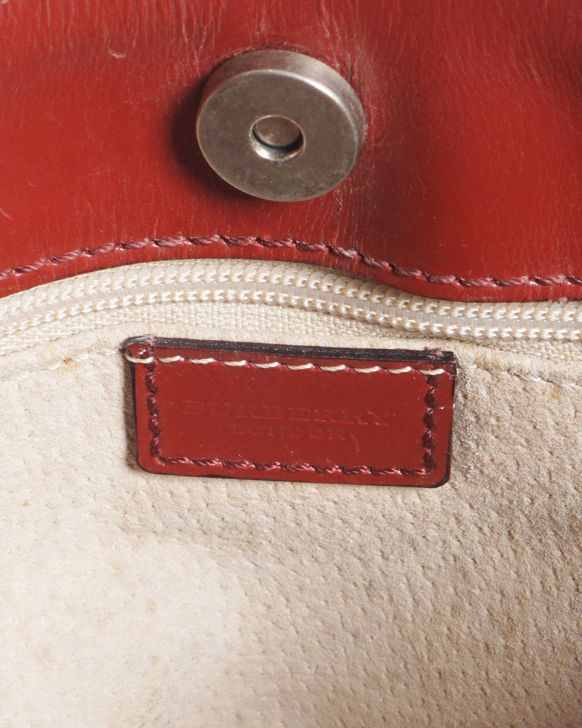 Burberry Nova Check Small Tote Bag with Red Handles