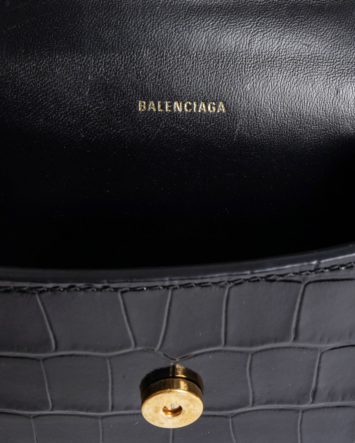 Balenciaga Hourglass XS Crocodile-Embossed Leather Top Handle Bag