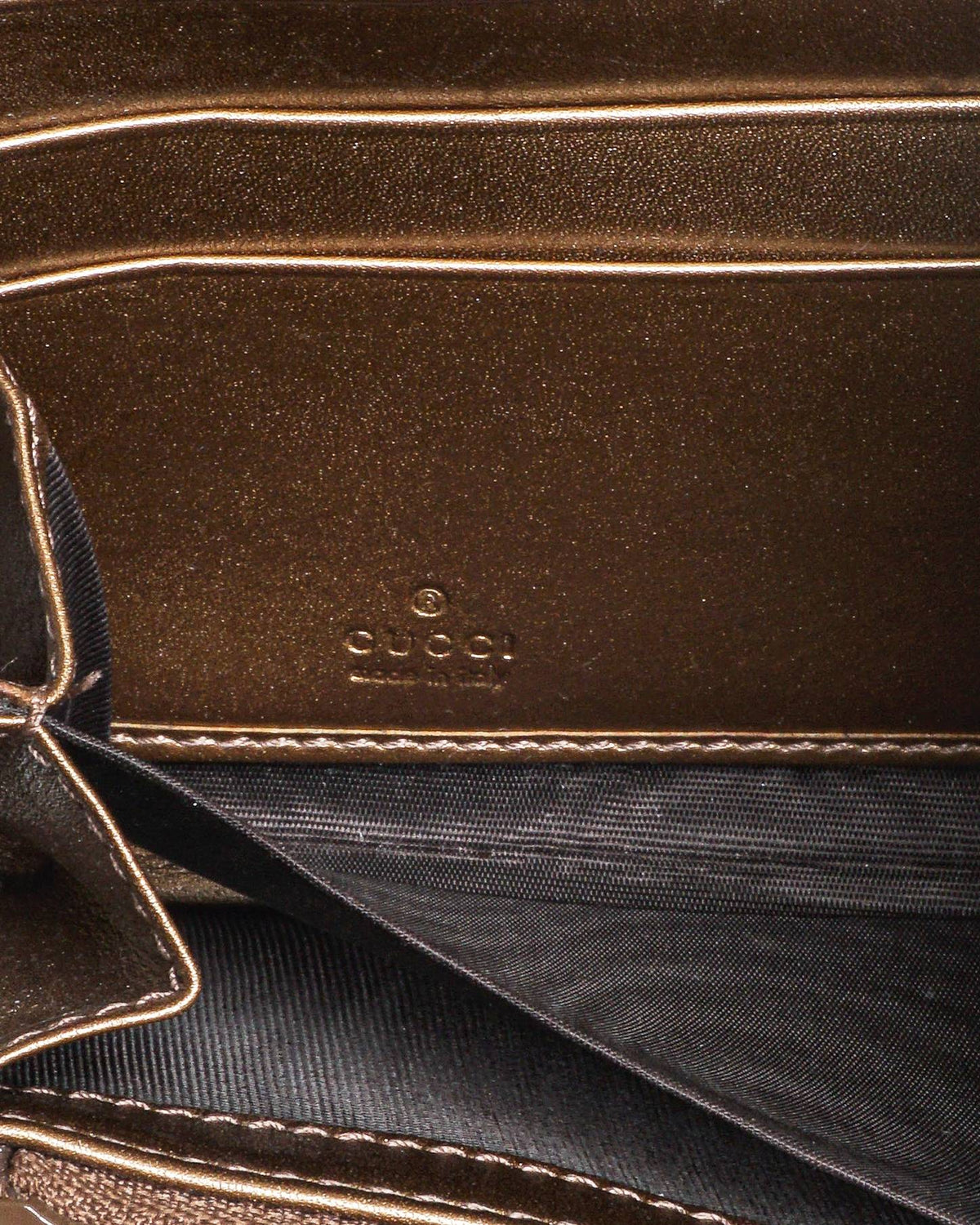 Gucci Metallic Gold Guccissima Zip-Around Wallet