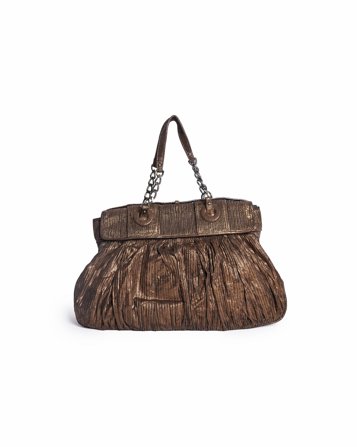 Fendi Pleated Metallic Leather B Bag