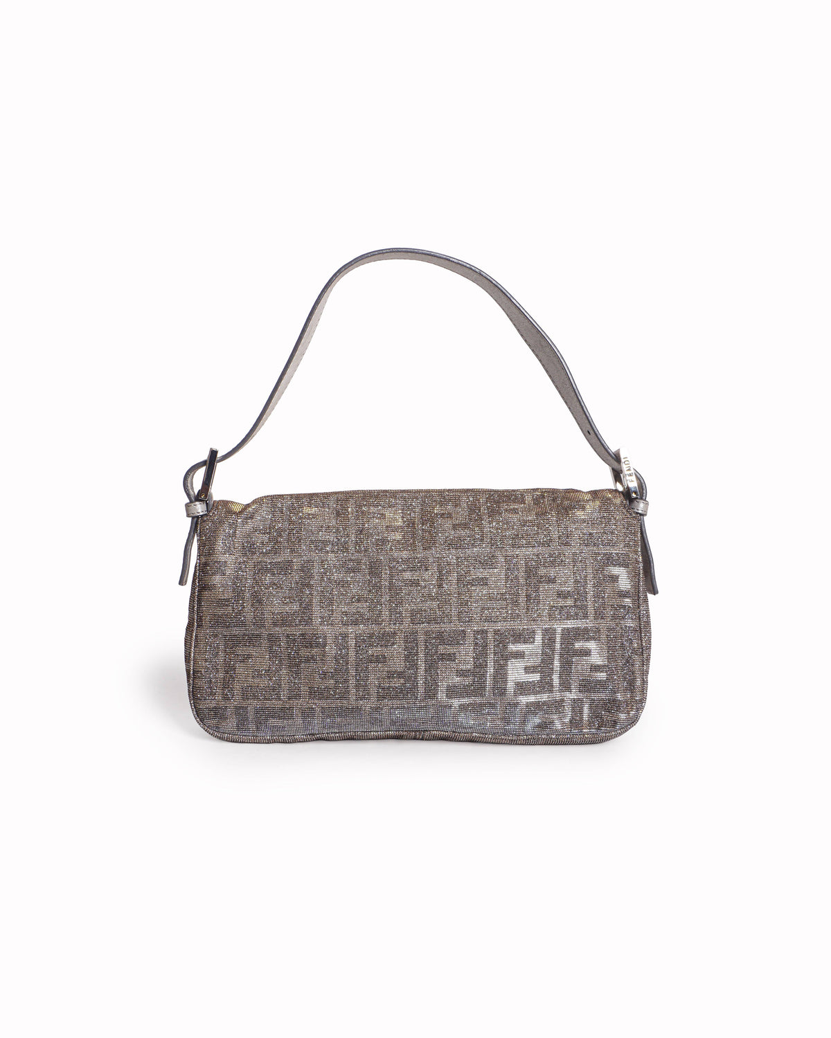 Fendi Metallic Shimmer Zucca Crystal FF Baguette Bag