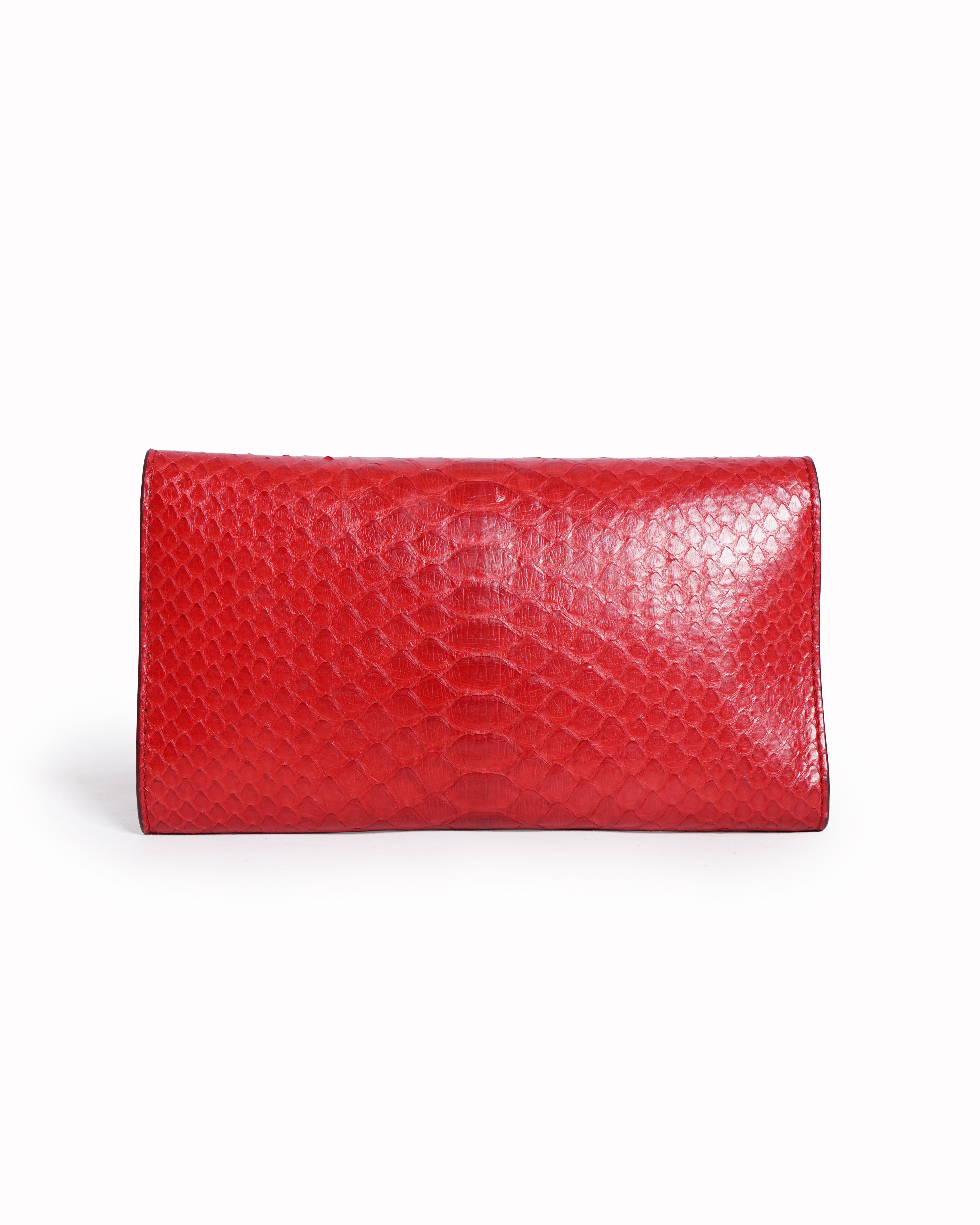 Alexander McQueen red snakeskin logo crossbody bag