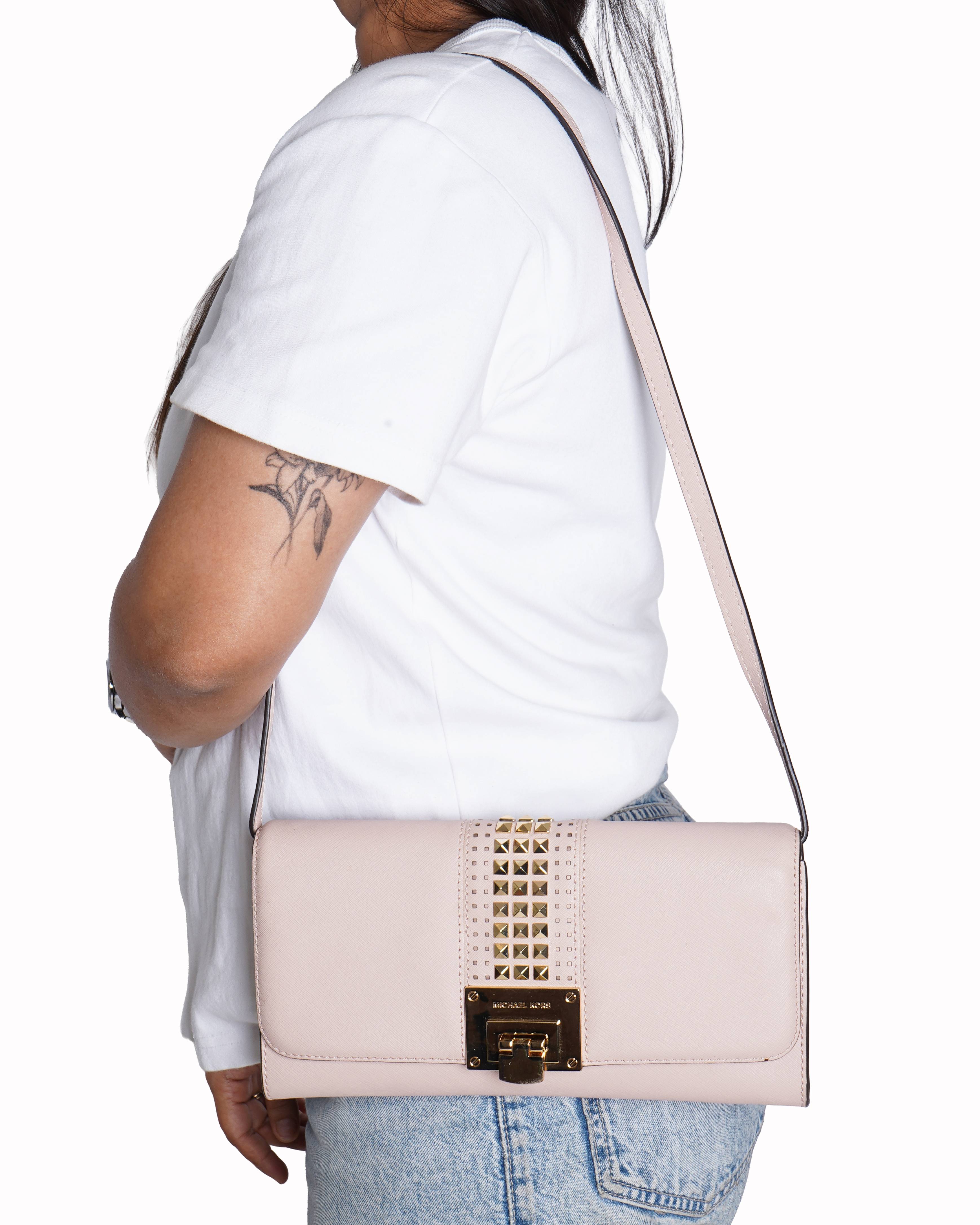 Michael Kors Light Pink Studded Shoulder Bag