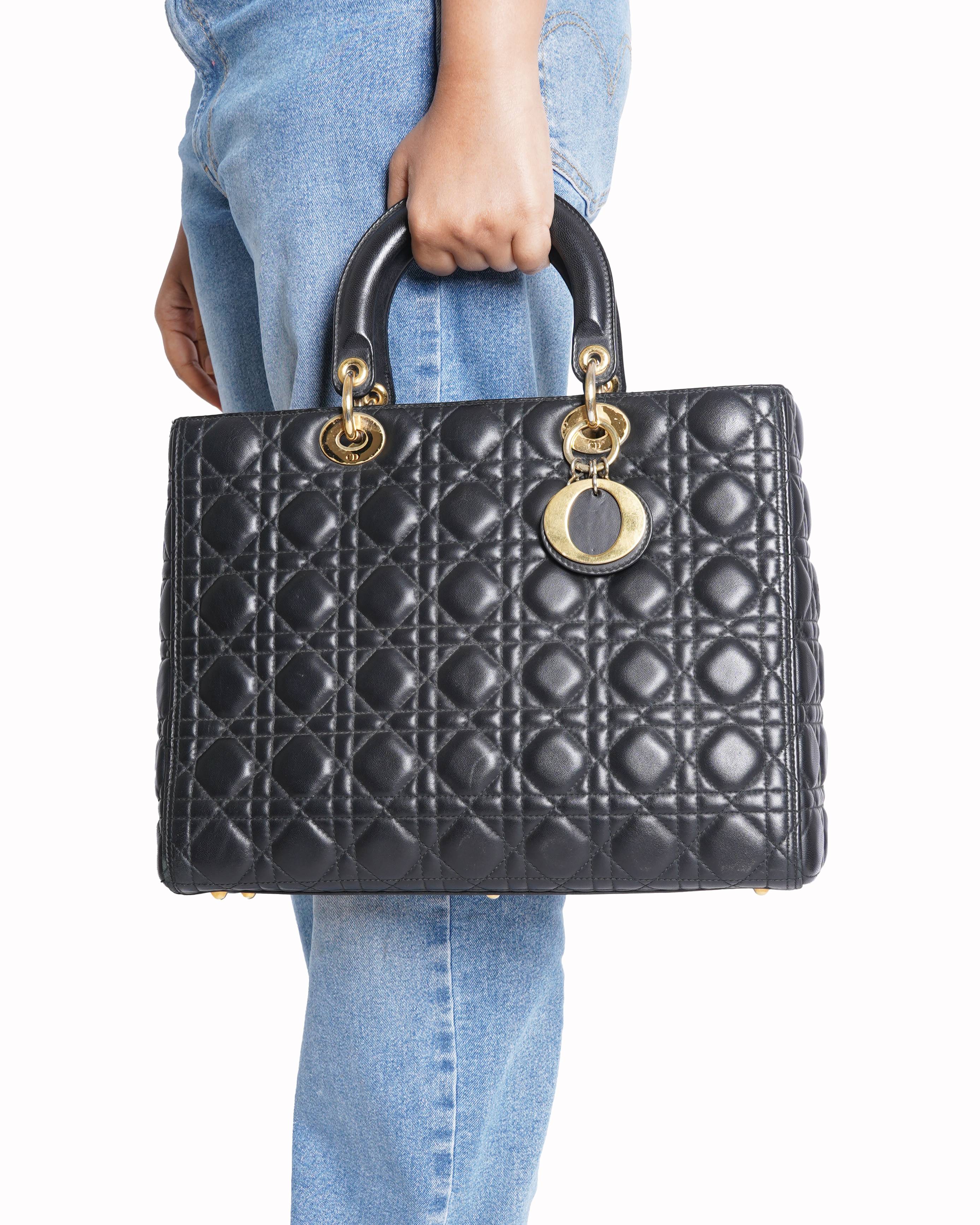 Christian dior large lady dior in black cannage Handbag