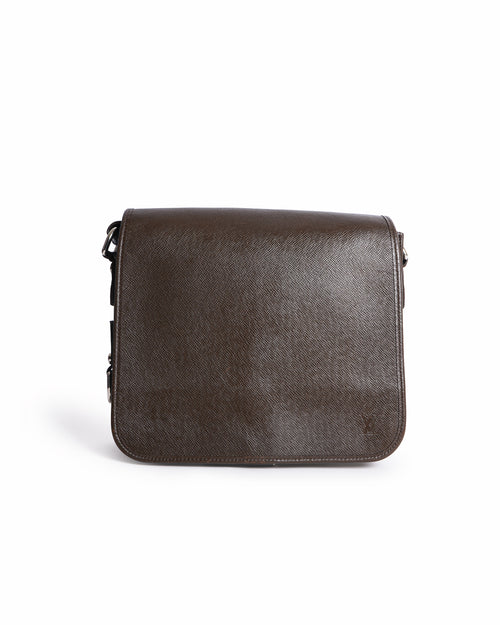 Louis Vuitton brown leather messenger bag