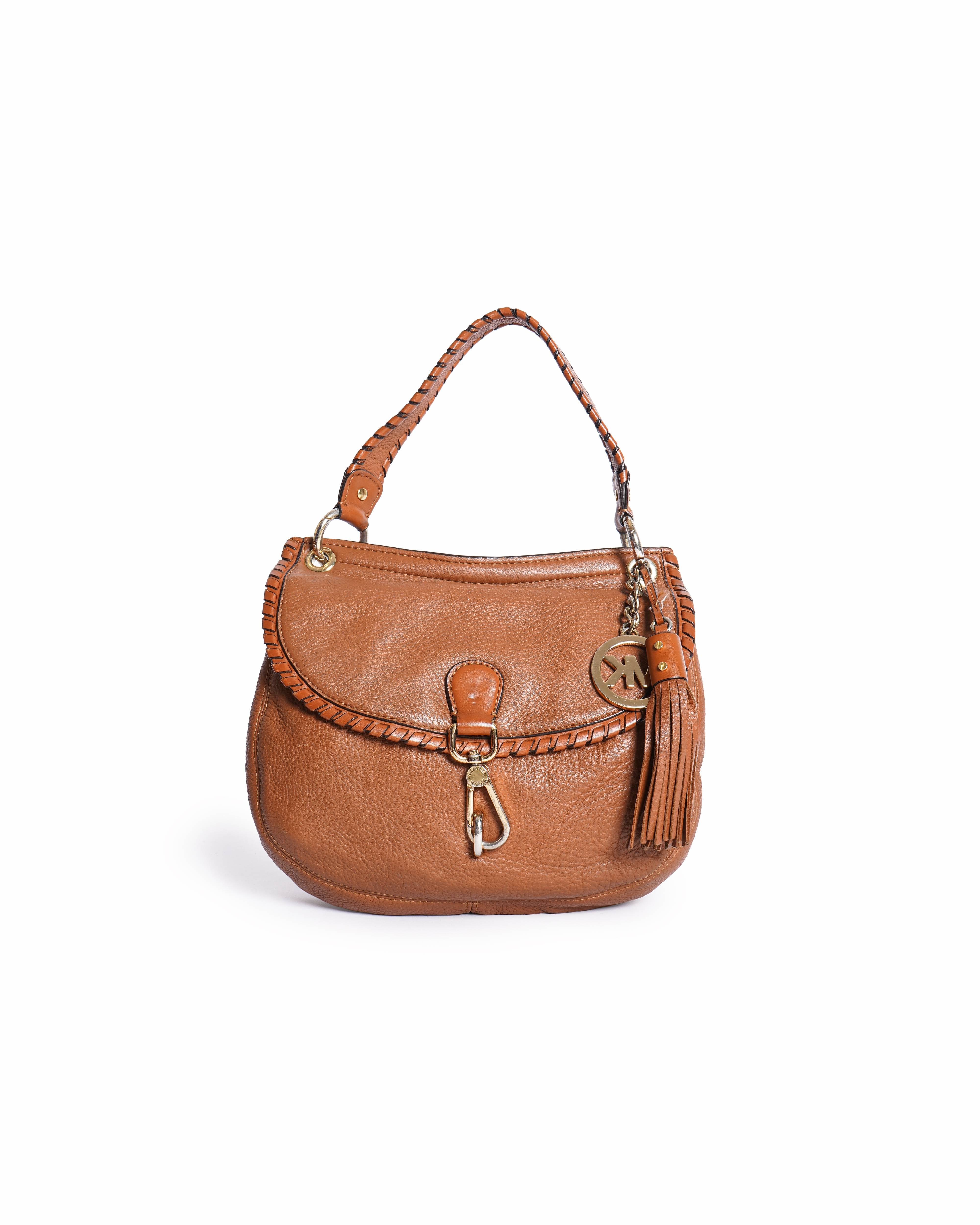 Michael Kors Pebbled Leather Shoulder Bag In Brown