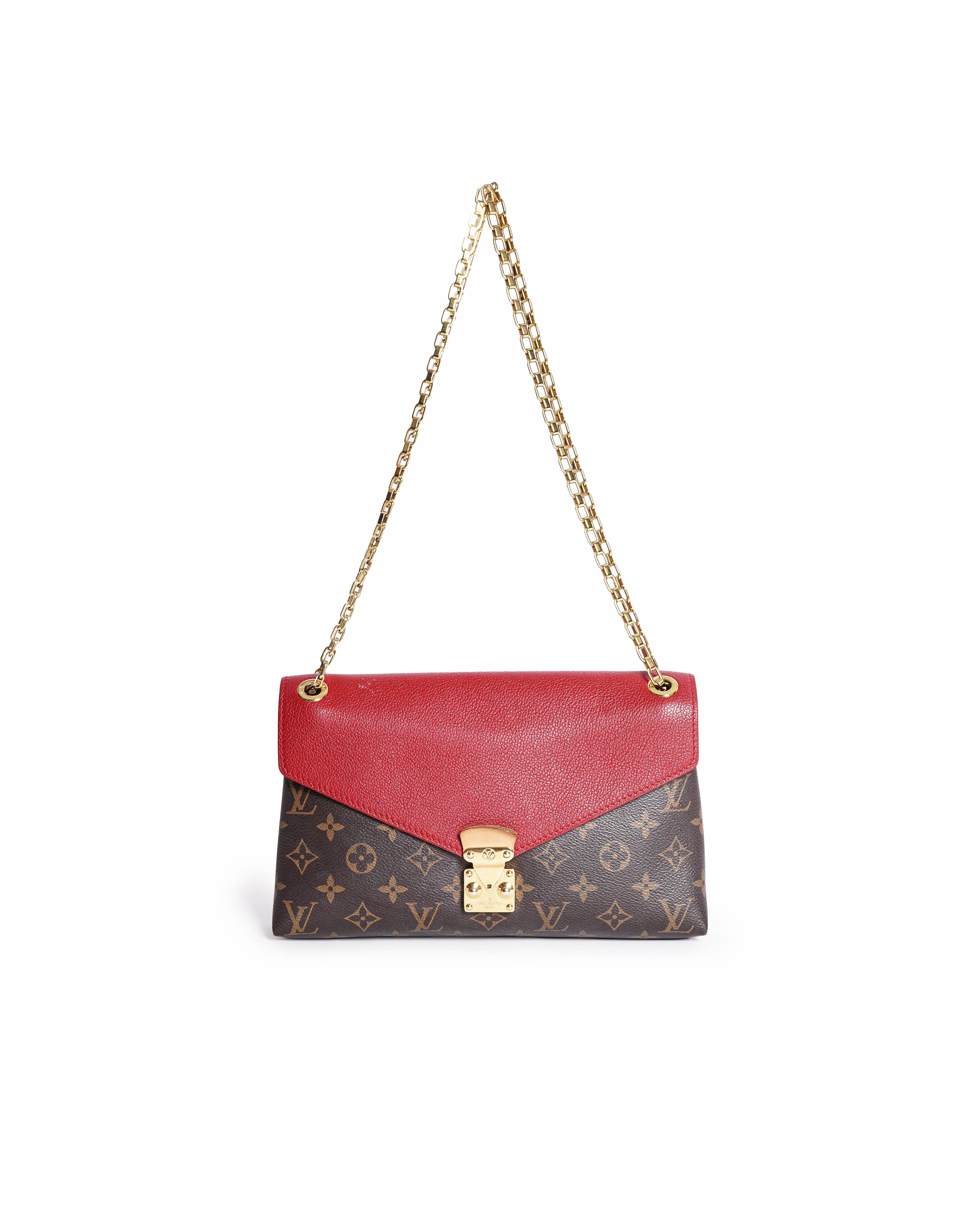 Louis Vuitton Pallas Chain Monogram Canvas and Cherry Leather Shoulder Bag
