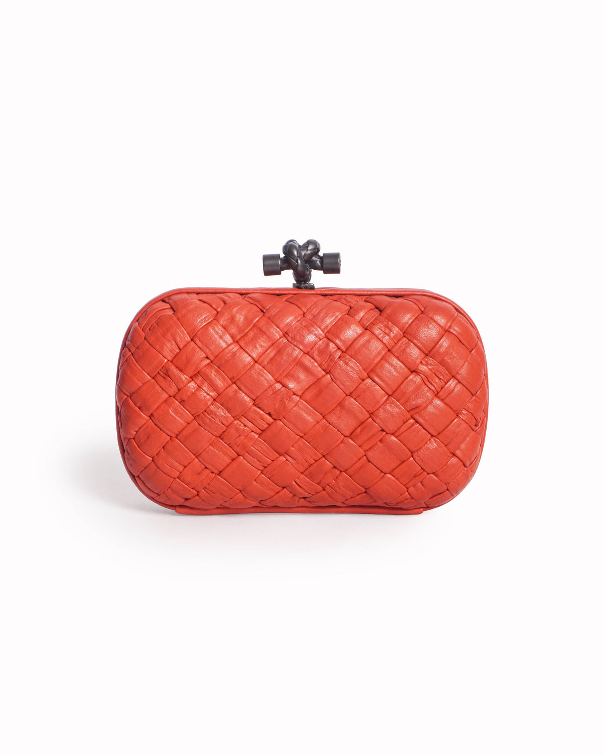 Bottega Veneta Red Intrecciato Leather Knot Clutch