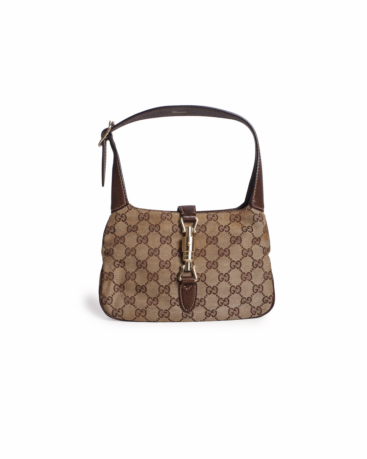Gucci Jackie 1961 GG Canvas & Brown Leather Shoulder Bag