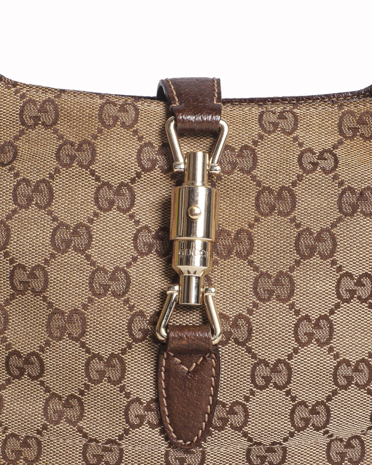 Gucci Jackie 1961 GG Canvas & Brown Leather Shoulder Bag