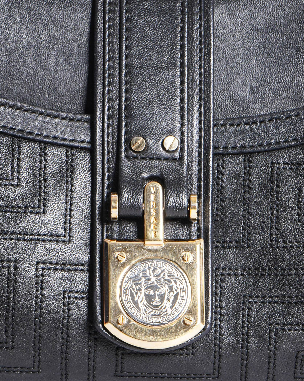 Versace Black Quilted Leather Shoulder Bag
