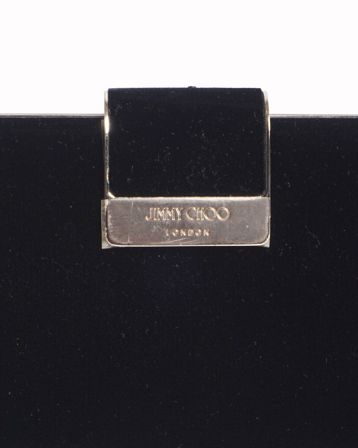 Jimmy Choo Black Velvet Gold-Frame Clutch with Chain