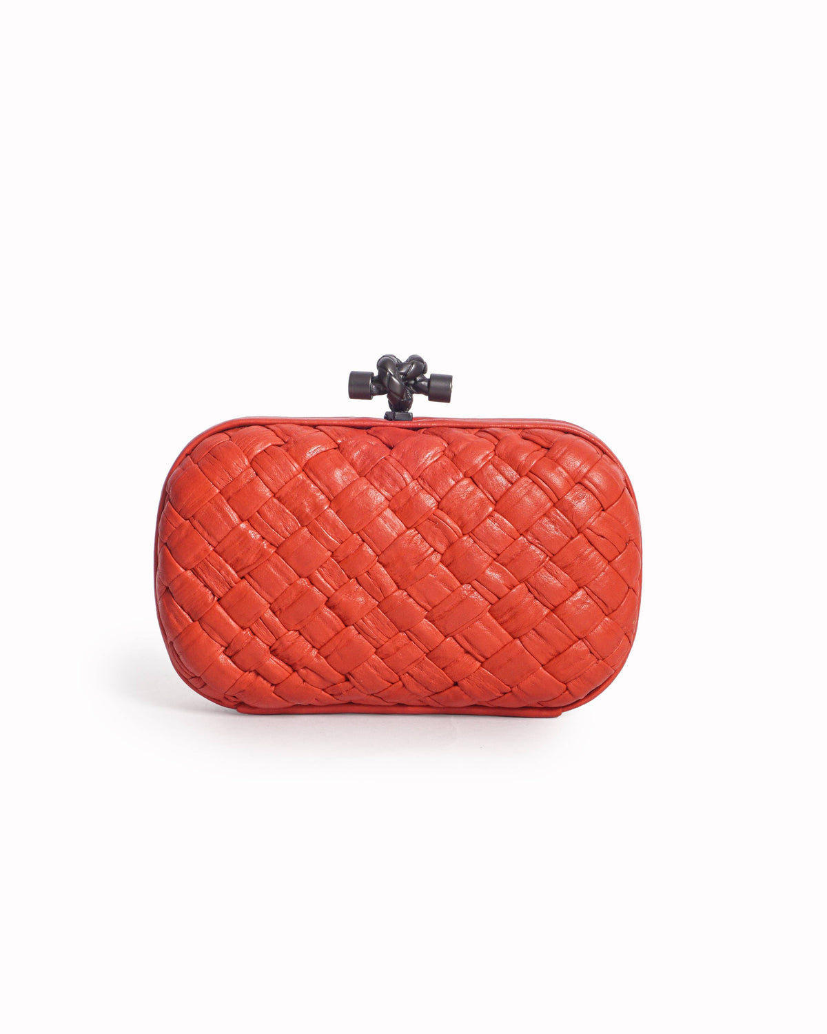 Bottega Veneta Red Intrecciato Leather Knot Clutch