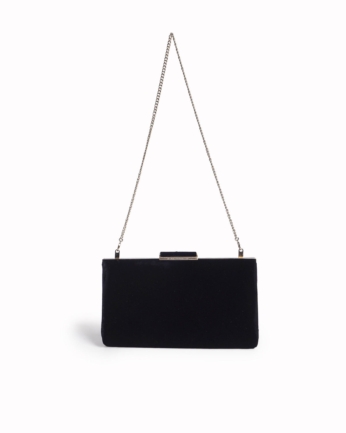 Jimmy Choo Black Velvet Gold-Frame Clutch with Chain