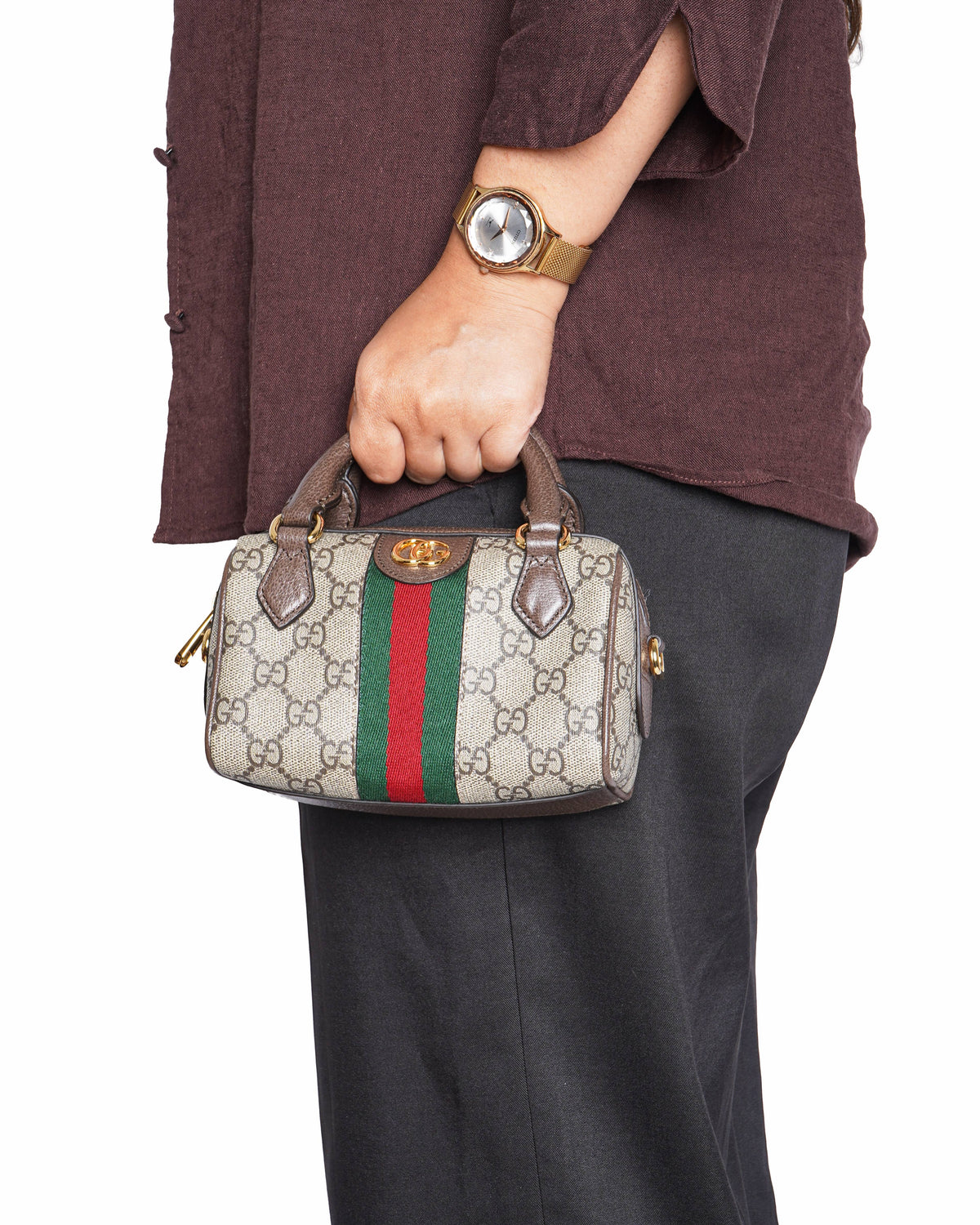 Gucci Ophidia Leather Mini Top Handle Bag