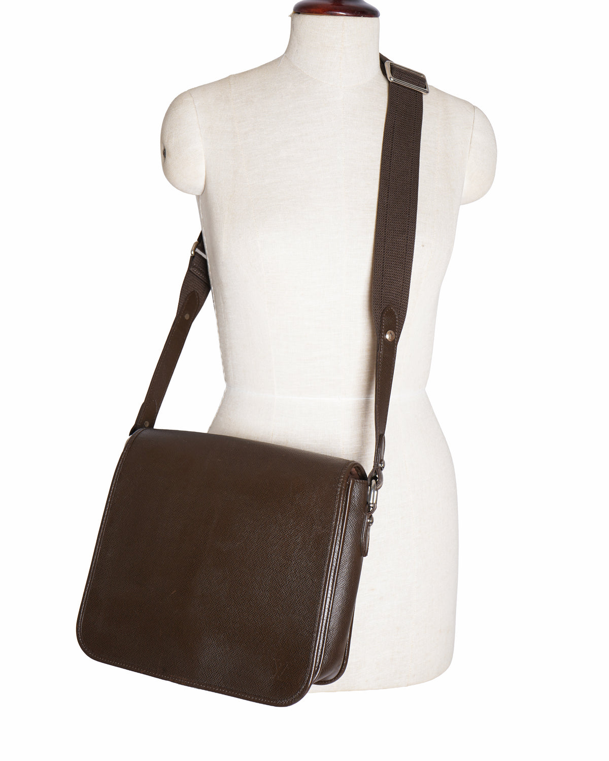 Louis Vuitton brown leather messenger bag