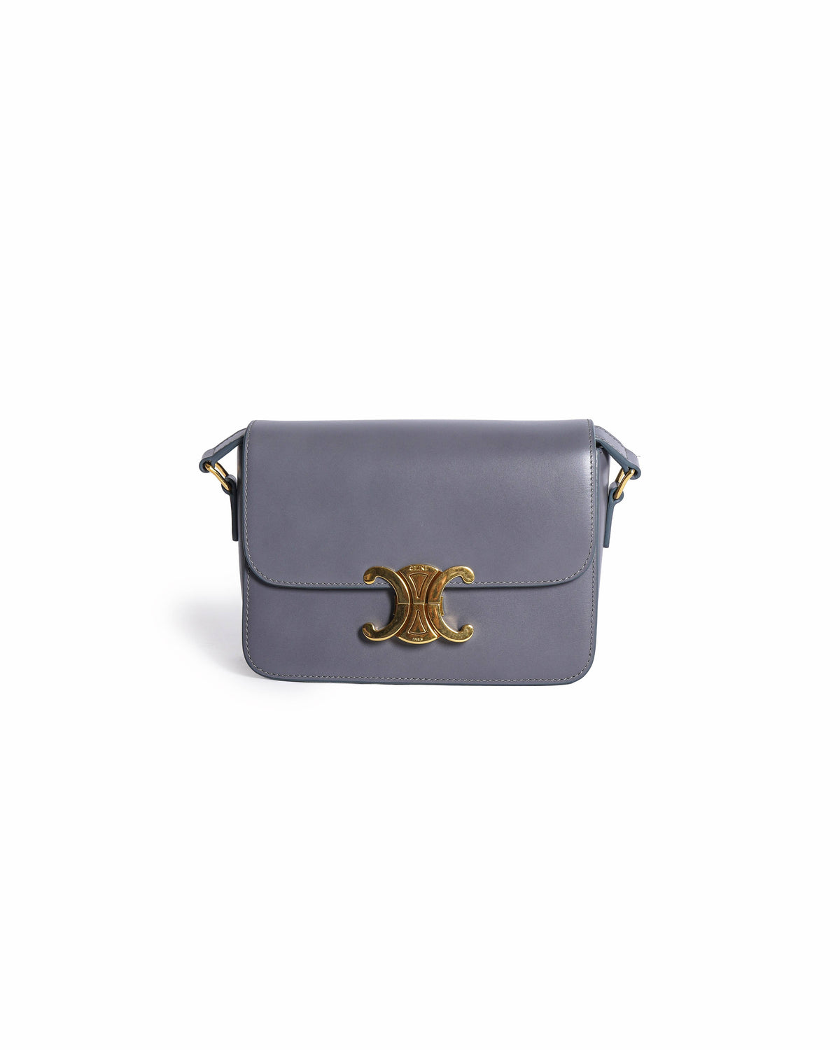 Celine Elephant Grey Small Triomphe Crossbody Bag In Natural Calfskin