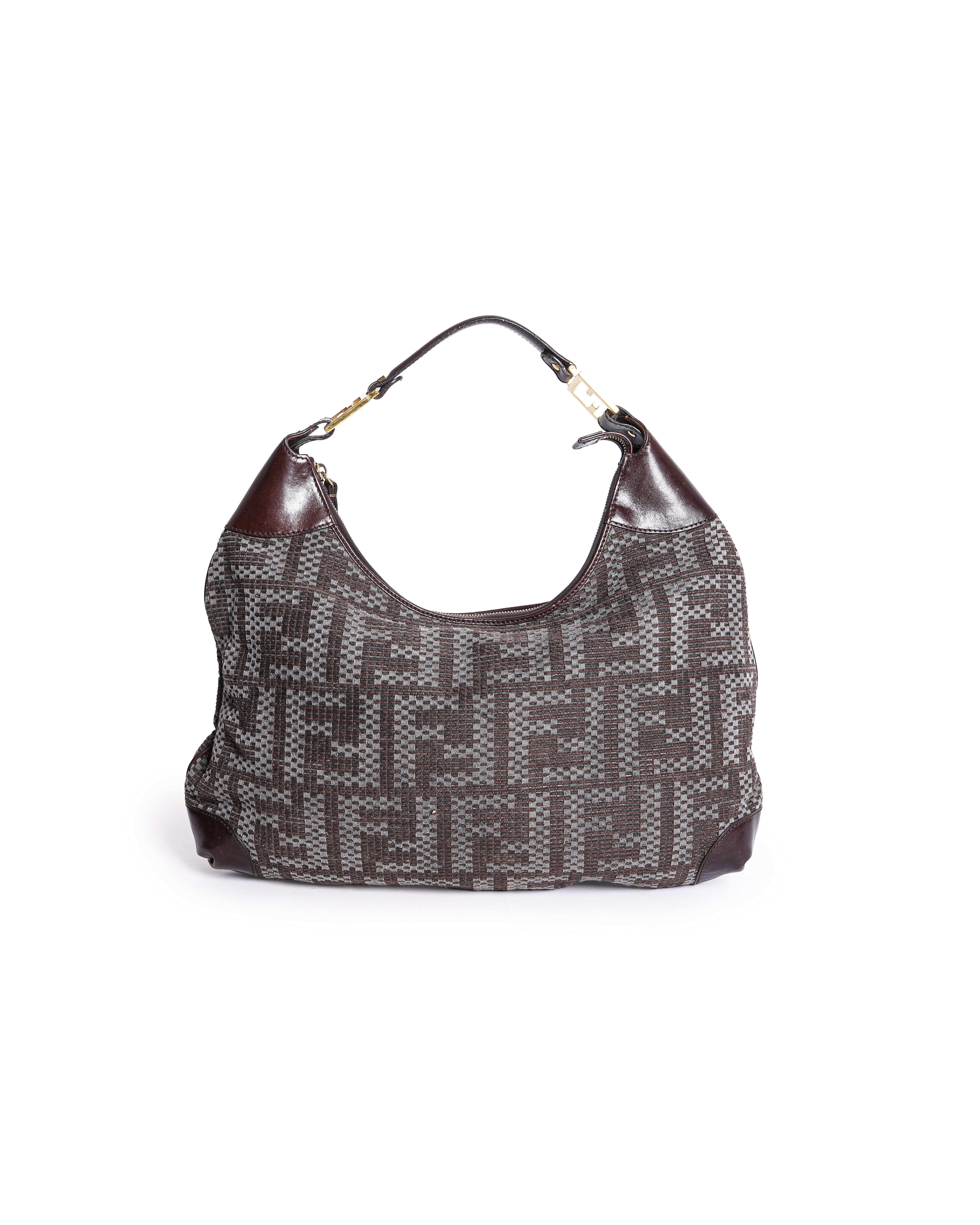 Fendi Brown Zucca Woven Coated Fabric Hobo Bag
