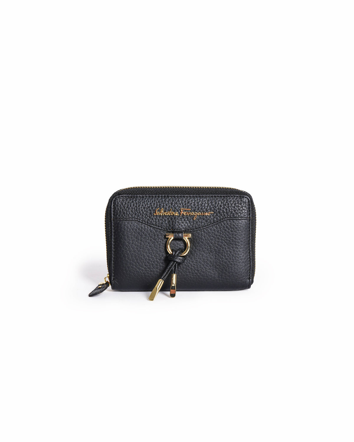 Salvatore Ferragamo Zip Around Wallet In Black